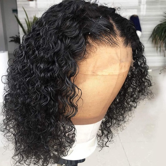 12” HUMAN HAIR Short Deep Curly Lace Front Wig NEW